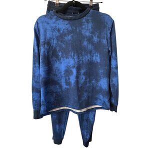 Born Womens Blue Tie-Dye Sweat Suit 2-Piece Set Polyester/Spandex Size S